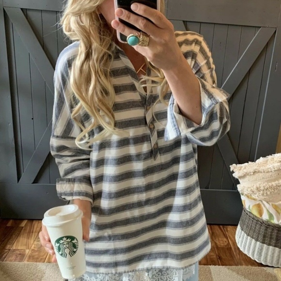 Shop Fig Tops - Plus Size | Boho Striped Tunic Blouse